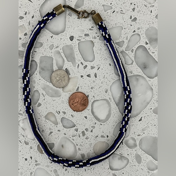 Isabel Marant-  Beaded Choker in Blue and White- Tribal- O/S - Picture 2 of 7